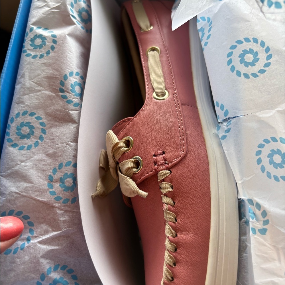 Jack Rogers Bonnie Weekend Loafer Flats Pink Leather Bow Boat Shoes Women’s 7.5 - Picture 10 of 12